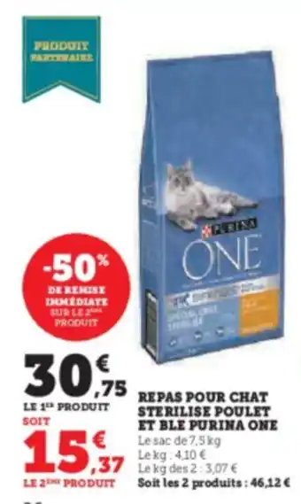 Hyper U REPAS POUR CHAT STERILISE POULET ET BLE PURINA ONE offre