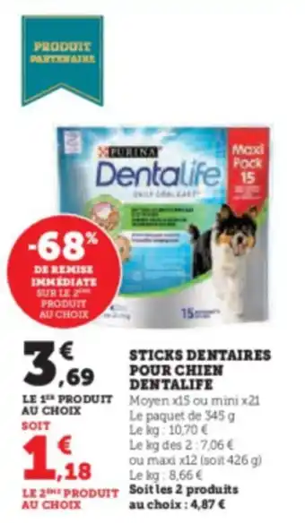 Hyper U STICKS DENTAIRES POUR CHIEN DENTALIFE offre