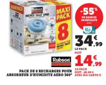 Hyper U PACK DE 8 RECHARGES POUR ABSORBEUR D'HUMIDITE AERO 360° offre