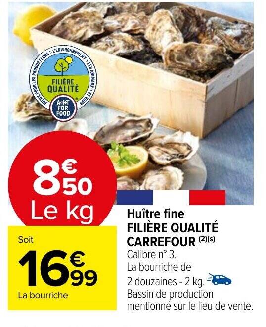 Promo Huître fine FILIÈRE QUALITÉ CARREFOUR (2)(s) chez Carrefour Market