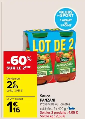 Carrefour Market Sauce PANZANI offre