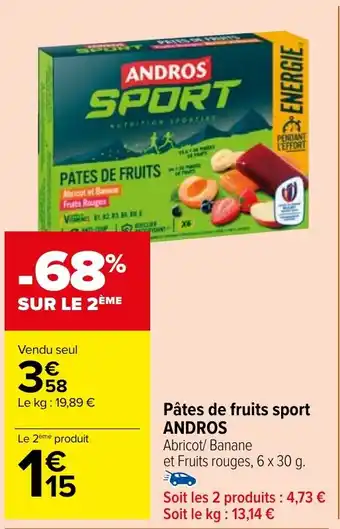 Carrefour Market Pâtes de fruits sport ANDROS offre