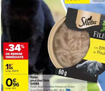 Carrefour Market Pâtée pour chat filets SHEBA offre