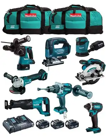 Brico Cash Makita kit mk802 (dhp481 dhr243 dga504 dtd152 djv182 dss610 djr186 dbo180 3 x 5,0 ah dc18rd 2 x lxt600) offre