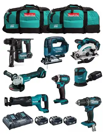 Brico Cash Makita kit mk801 (ddf482 dhr171 dga504 dtd152 djv182 dss610 djr186 dbo180 3 x 5,0 ah dc18rd 2 x lxt600) offre
