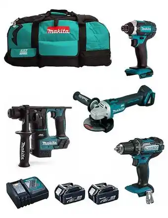 Brico Cash Makita kit mk401 (ddf482 dhr171 dga504 dtd152 2 x 5,0 ah dc18rc lxt600) offre