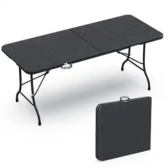 Bricomarché Vounot table de camping pique nique pliable 180cm hdpe polyrotin noire offre