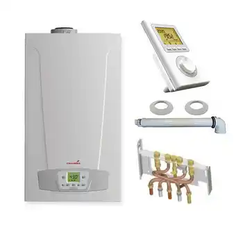 Chaudière gaz condensation initia + compact chappée 25 kw complète (ventouse + douilles + dosseret) avec thermostat filaire