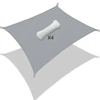 Vounot voile d’ombrage rectangulaire imperméable polyester avec corde 3x2m gris