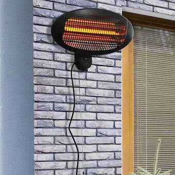 Bricorama Outsunny chauffage extérieur radiant infrarouge électrique mural 3 modes 650/1300/2000 w réflecteur acier inox. noir offre