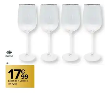 Carrefour Market Lot de 4 verres à vin offre