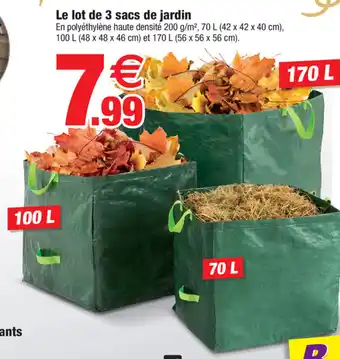 Bazarland Le lot de 3 sacs de jardin offre