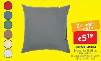 Trafic Coussin panama offre