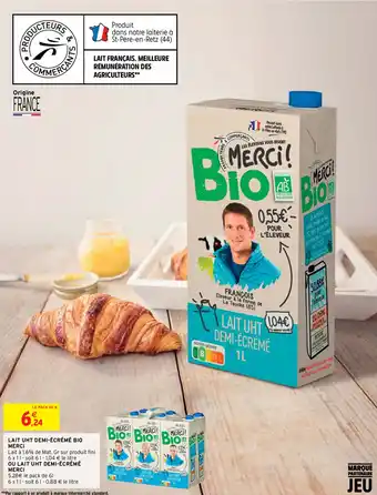 Intermarché Lait UHT demi-écrémé bio merci offre