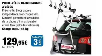 Autobacs PORTE-VÉLOS HATCH HANGING 3 VÉLOS offre