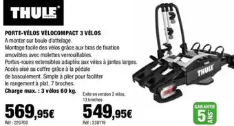 Autobacs PORTE-VÉLOS VÉLOCOMPACT 3 VÉLOS offre