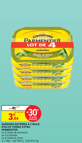 Intermarché Sardines entières à l'huile d'olive vierge extra parmentier offre