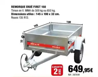 Autobacs REMORQUE ERDÉ FIRST 150 offre