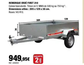 Autobacs REMORQUE ERDÉ FIRST 210 offre