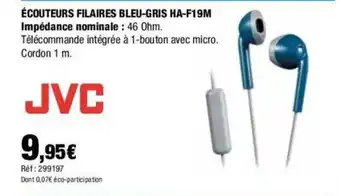 ÉCOUTEURS FILAIRES BLEU-GRIS HA-F19M