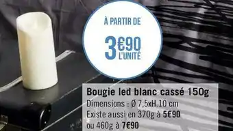 Géant Casino Bougie led blanc cassé 150g offre