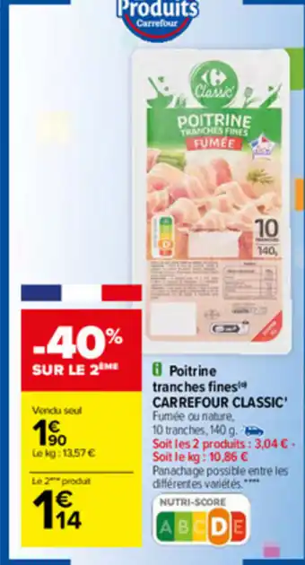 Carrefour Poitrine tranches fines offre