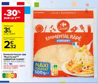 Carrefour Emmental Français Râpé Maxi Format offre