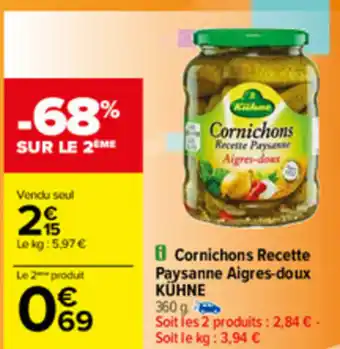 Carrefour Cornichons Recette Paysanne Aigres-Doux offre