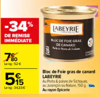 Carrefour Bloc De Foie Gras De Canard offre