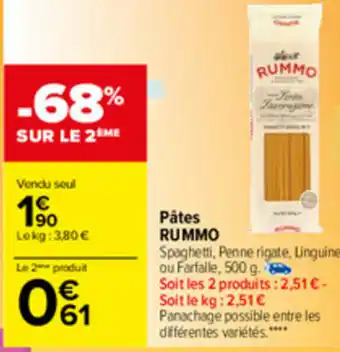 Carrefour Pâtes Rummo offre