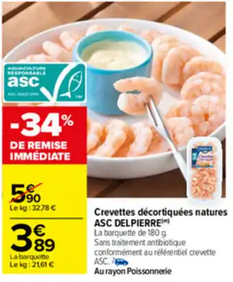 Carrefour Crevettes Décortiquées Natures offre