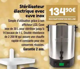 Point Vert Stérilisateur électrique avec cuve inox offre