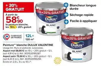 Castorama Dulux valentine peinture** blanche offre