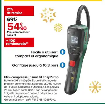 Castorama Bosch mini-compresseur sans fil easypump offre
