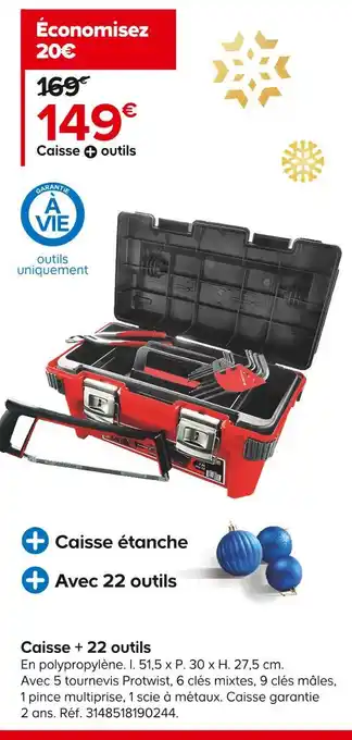Castorama Facom caisse + 22 outils offre