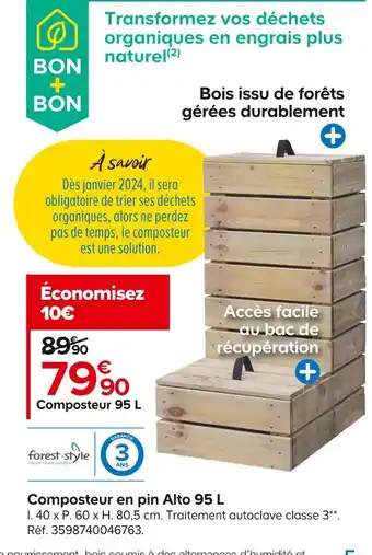 Castorama Forest-style composteur en pin alto 95 l offre