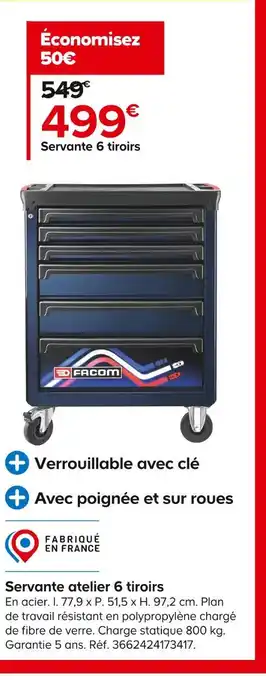 Castorama Facom servante atelier 6 tiroirs offre