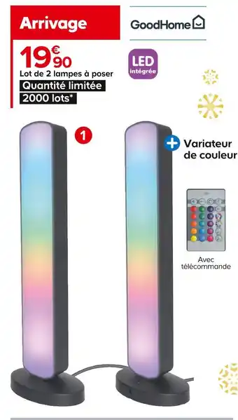 Castorama Goodhome lot de 2 lampes à poser bawtry offre