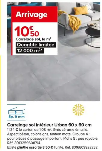 Castorama Carrelage sol intérieur urban 60 x 60 cm offre