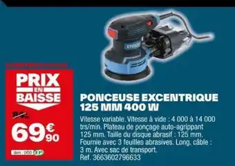 Brico Dépôt PONCEUSE EXCENTRIQUE 125 MM 400 W offre