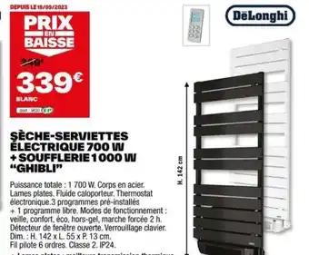 Brico Dépôt ŞÈCHE-SERVIETTES ÉLECTRIQUE 700 W offre