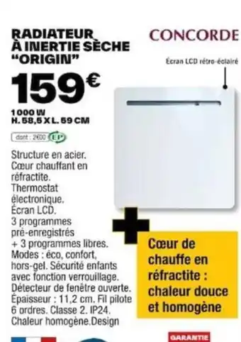 Brico Dépôt RADIATEUR À INERTIE SÈCHE "ORIGIN" offre