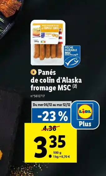 Lidl Panés de colin d'Alaska fromage MSC offre