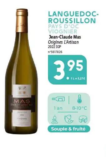 Lidl LANGUEDOC- ROUSSILLON PAYS D'OC VIOGNIER Jean-Claude Mas Origines L'Artisan offre