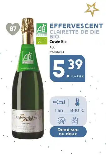 Lidl EFFERVESCENT CLAIRETTE DE DIE ΒΙΟ Cuvée Bio offre