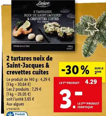 Lidl 2 tartares noix de Saint-Jacques & crevettes cuites offre