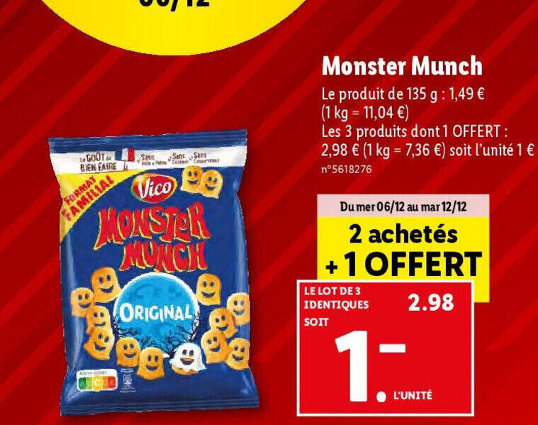 Promo Monster Munch chez Lidl