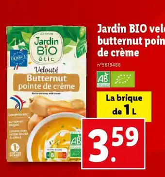 Lidl Jardin BIO velouté butternut pointe de crème offre