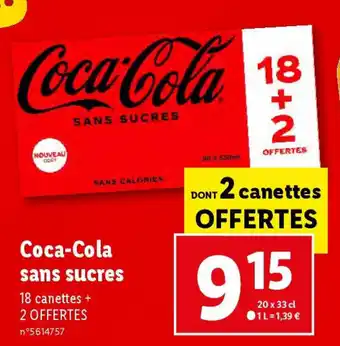 Lidl Coca-Cola sans sucres offre