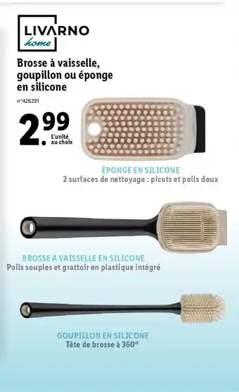 Lidl Brosse à vaisselle, goupillon ou éponge en silicone offre
